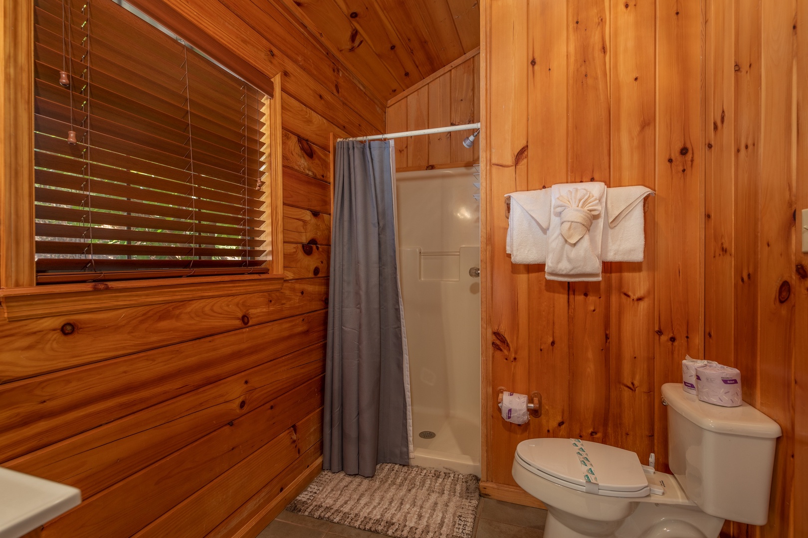 Bathroom with a shower at Hello Dolly, a 1 bedroom cabin rental located in Pigeon Forge