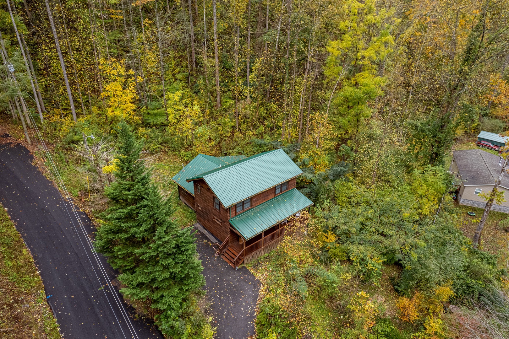 Aerial View of Tammy's Place At Baskins Creek, a 2 bedroom cabin rental located in gatlinburg
