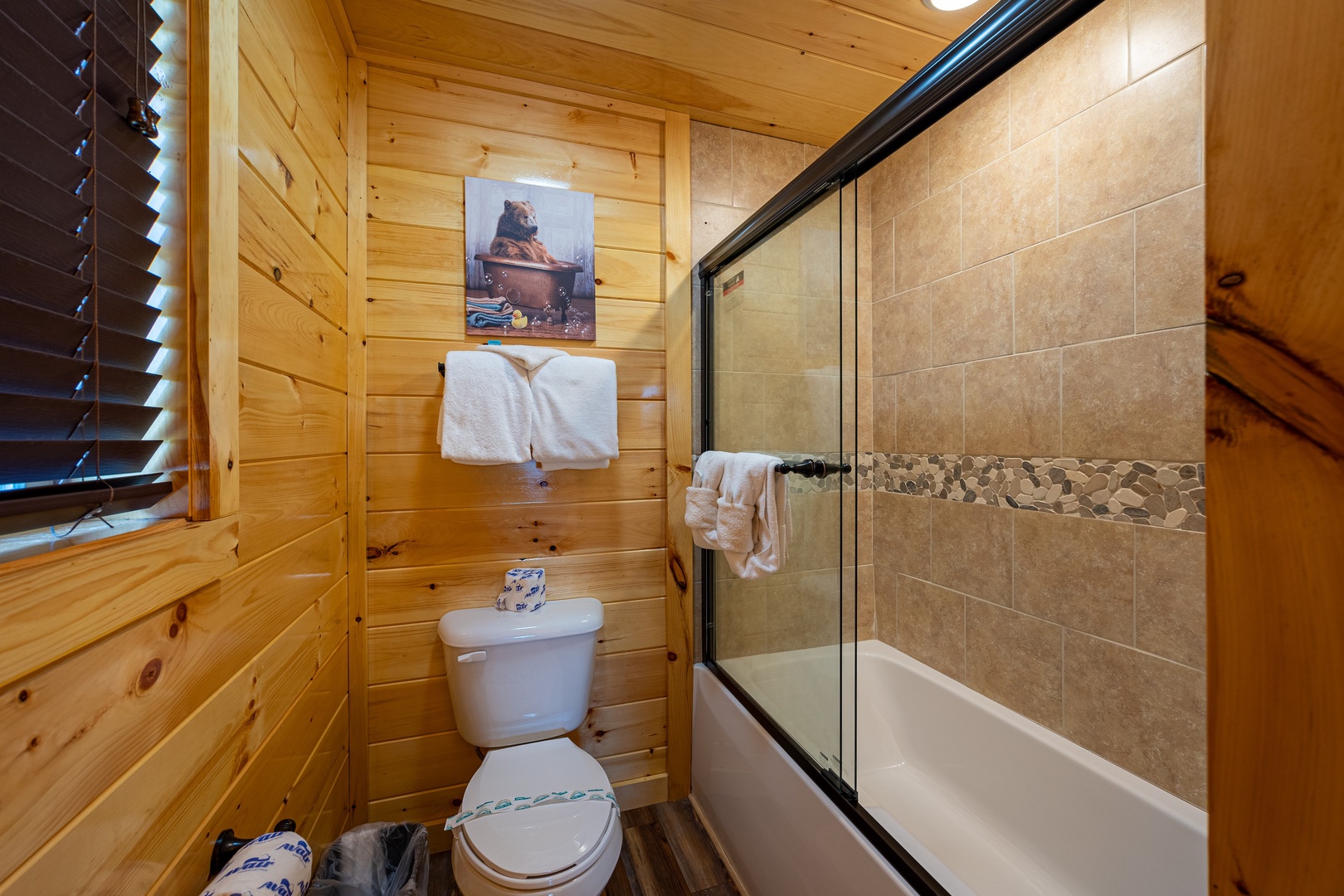 Bathroom with Shower/Tub Combo at Make A Splash, a 2 bedroom cabin rental located in gatlinburg