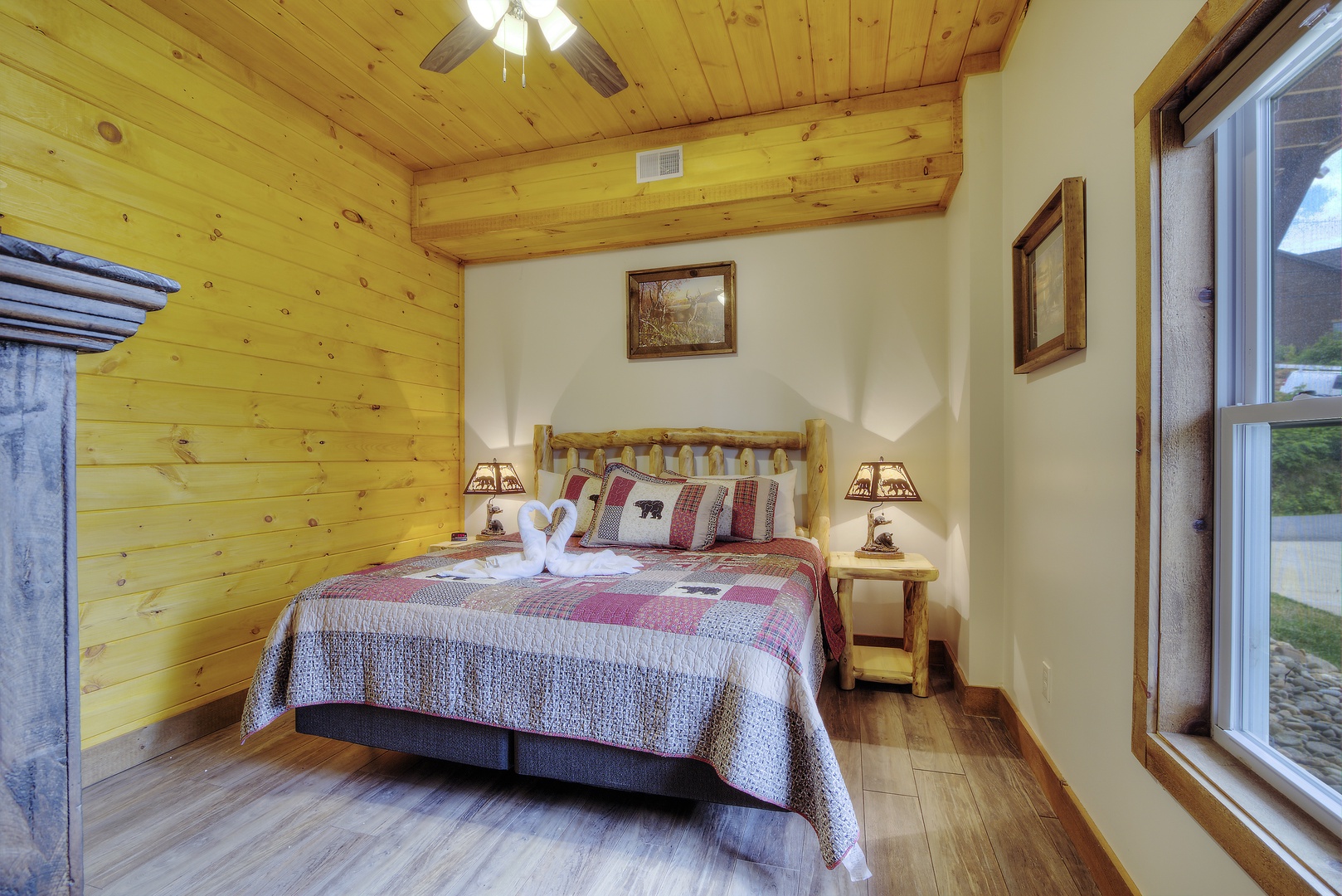 Bedroom with Log Bed at The Best View Lodge, a 5 bedroom cabin rental located in gatlinburg