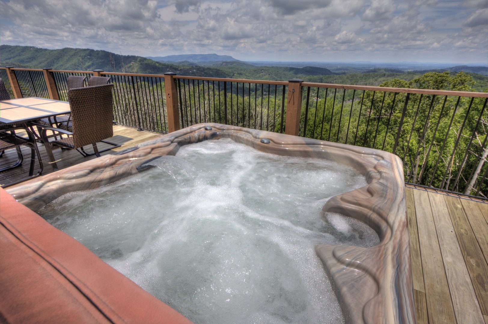View from the hot tub at The Best View Lodge, a 5 bedroom cabin rental located in gatlinburg