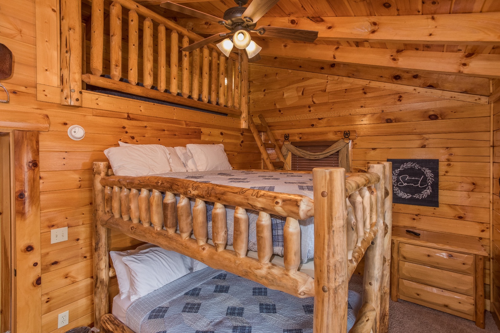 Sleeping loft above the bunks in the bunk room at Mountain View Meadows, a 3 bedroom cabin rental located in Pigeon Forge