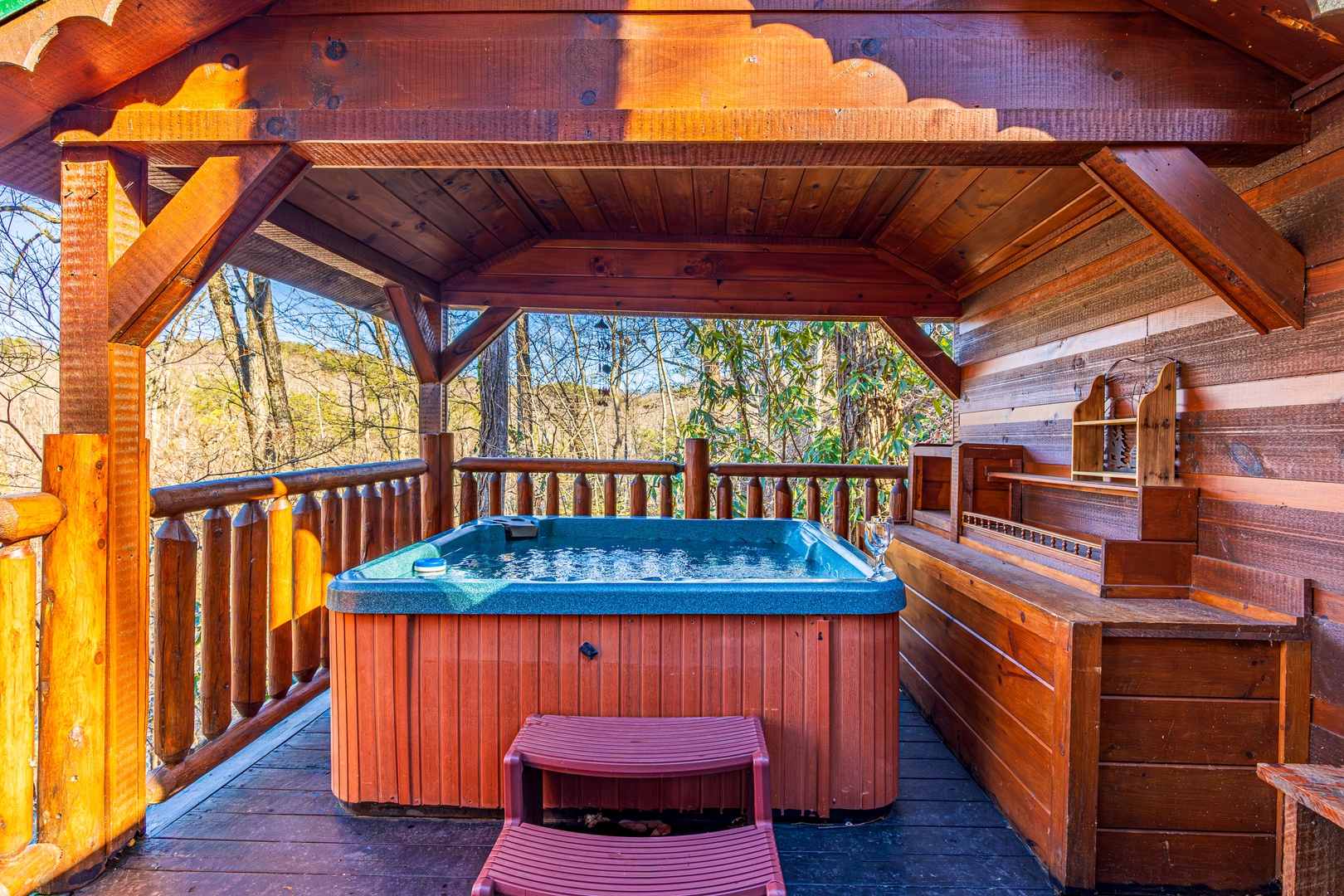 Hot tub at Hidden Pleasure