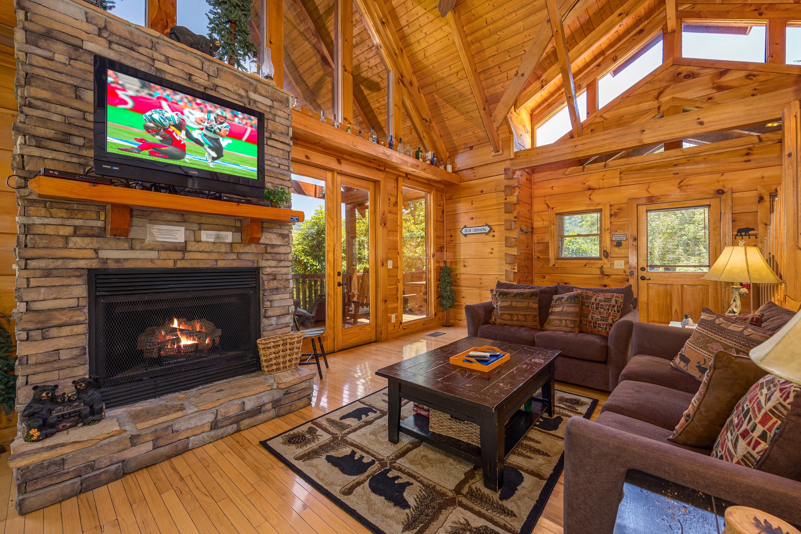 Flat screen at Moonbeams & Cabin Dreams, a 3 bedroom cabin rental located in Pigeon Forge
