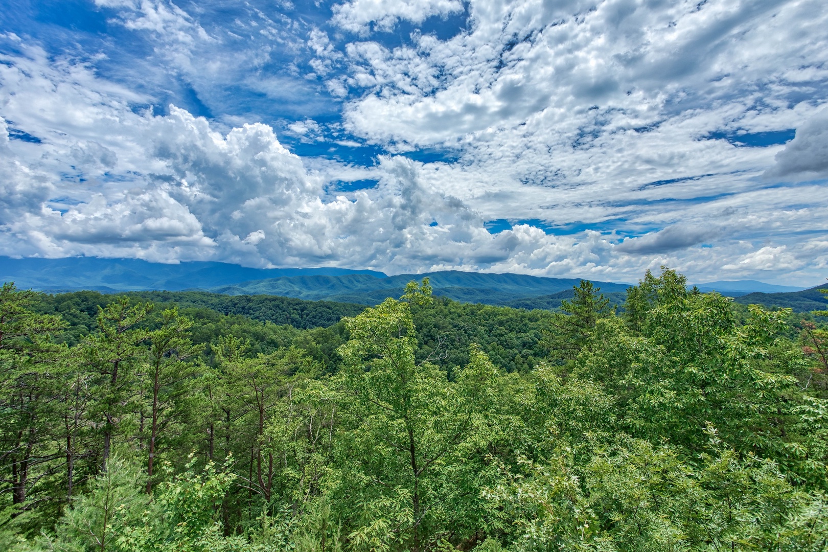 Mountain view from the hot tub at I Do Love Views, a 3 bedroom cabin rental located in Pigeon Forge