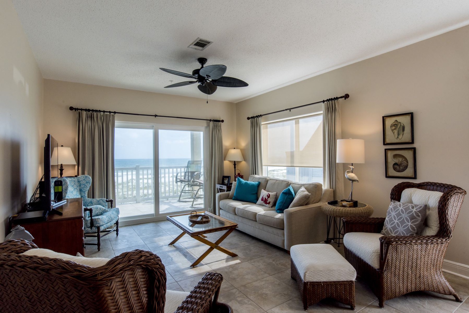 Riviera Dunes 203 Living Room and Beach View Balcony
