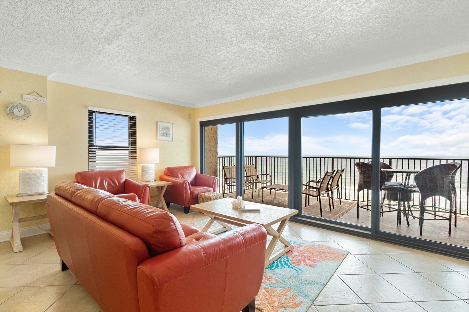Ocean Breeze East 601 Living Room and Beach View Balcony