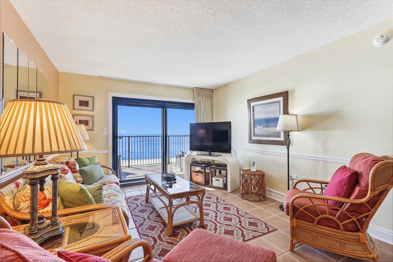 Ocean Breeze East 402 Living Room and Beach View Balcony