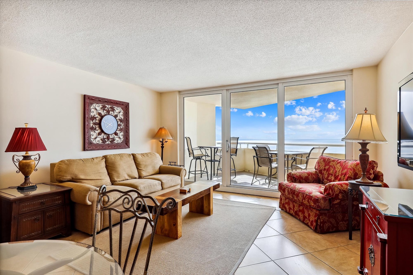 Perdido Sun 610 Living Room and Beach View Balcony
