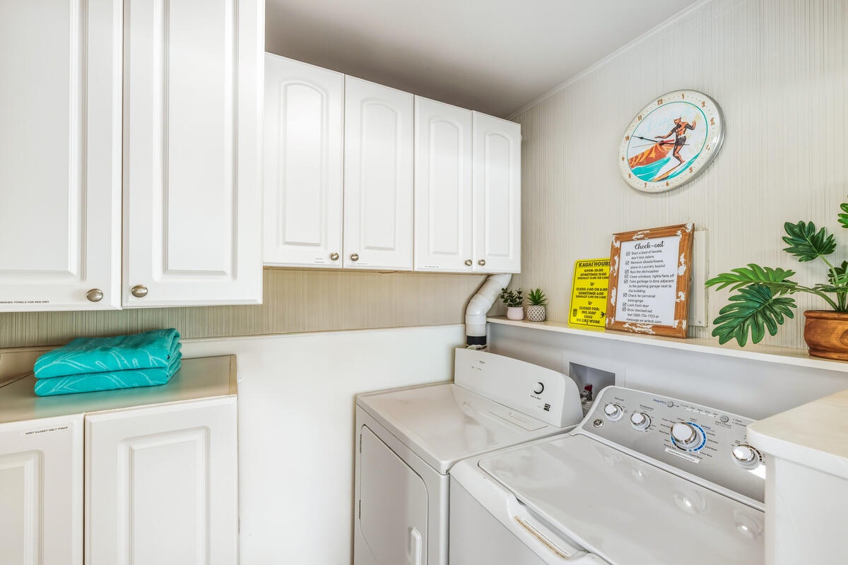 Your dedicated laundry room keeps your beach gear fresh and ready for your next adventure.