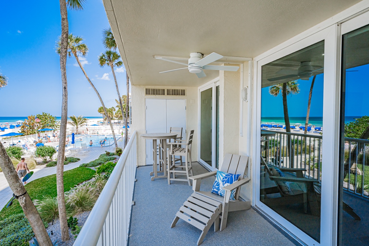Your private beachfront balcony offers stunning ocean views with comfortable seating to enjoy morning coffee or evening sunsets.