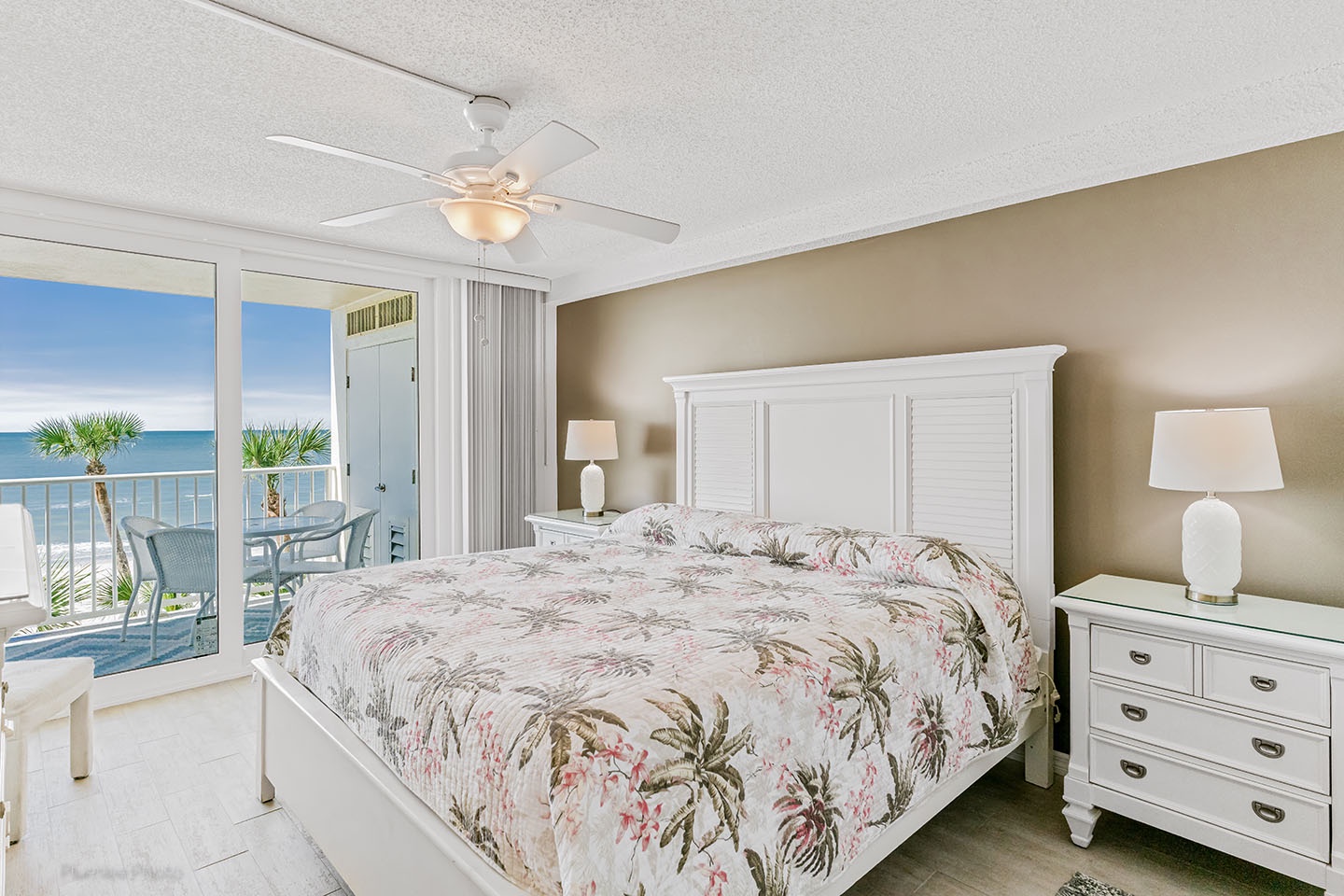 Primary bedroom with King bed with Gulf/Beach view