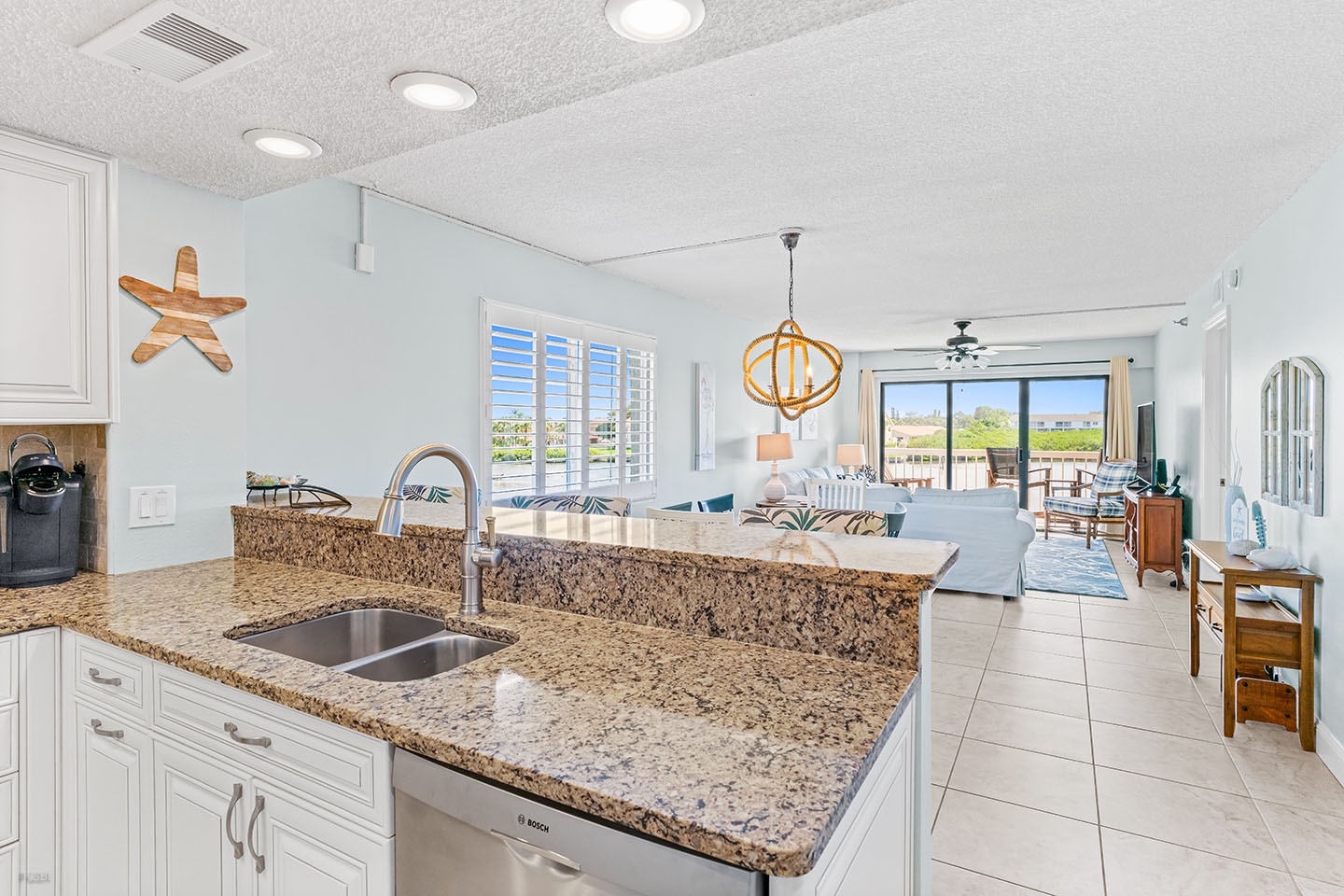 Open spaces from the Kitchen to the Balcony doors.