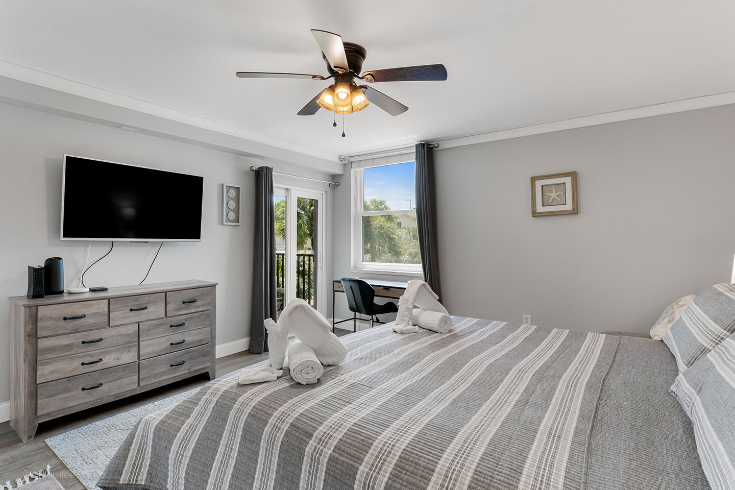 Master bedroom has slider to balcony