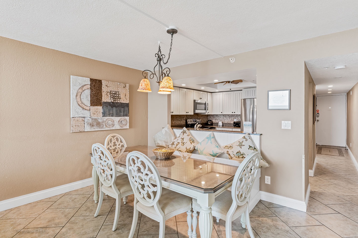 Dining area opens to the kitchen with pass through