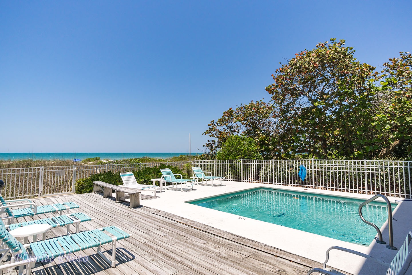 There's plenty of seating on the pool deck.