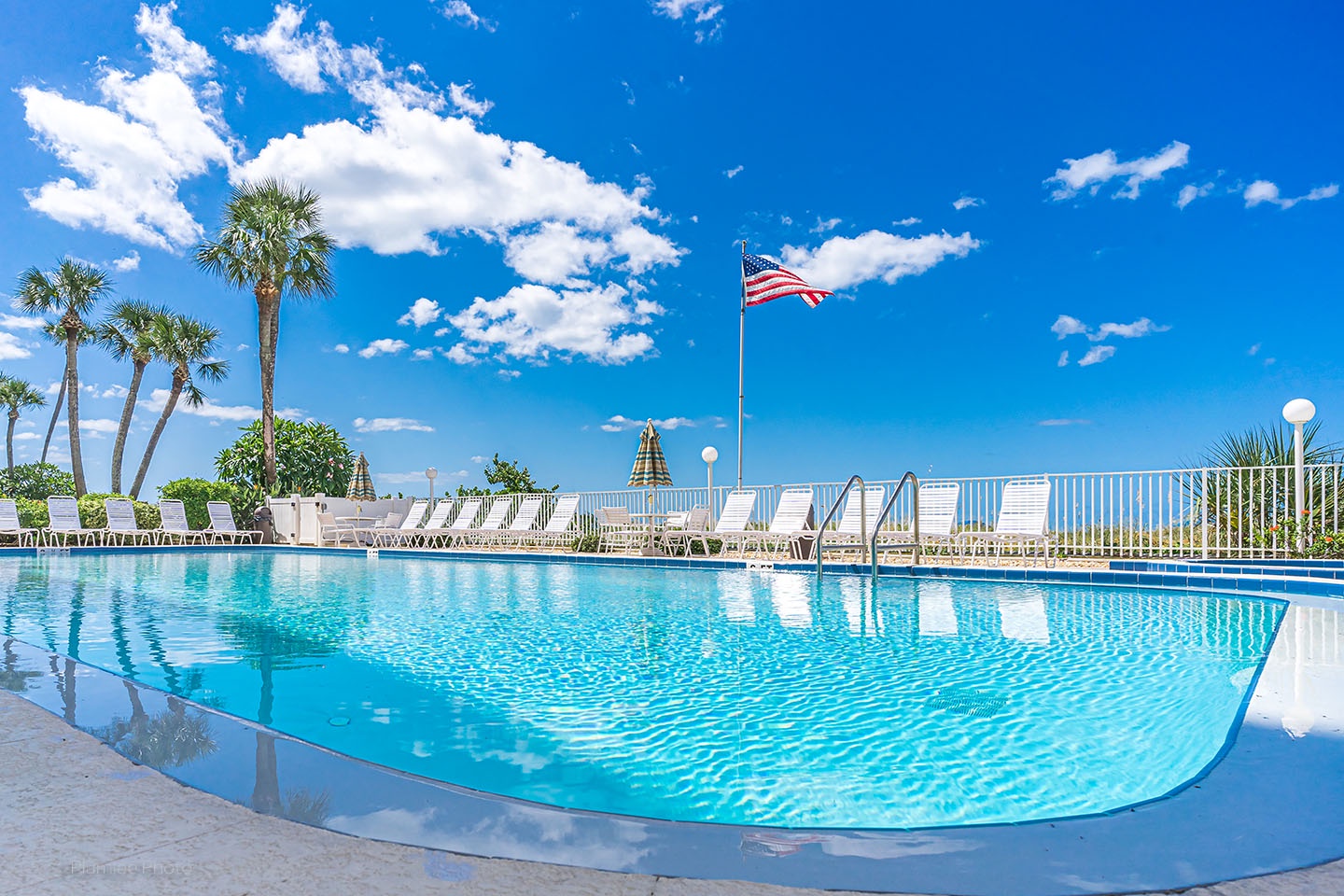 Large heated pool beach side