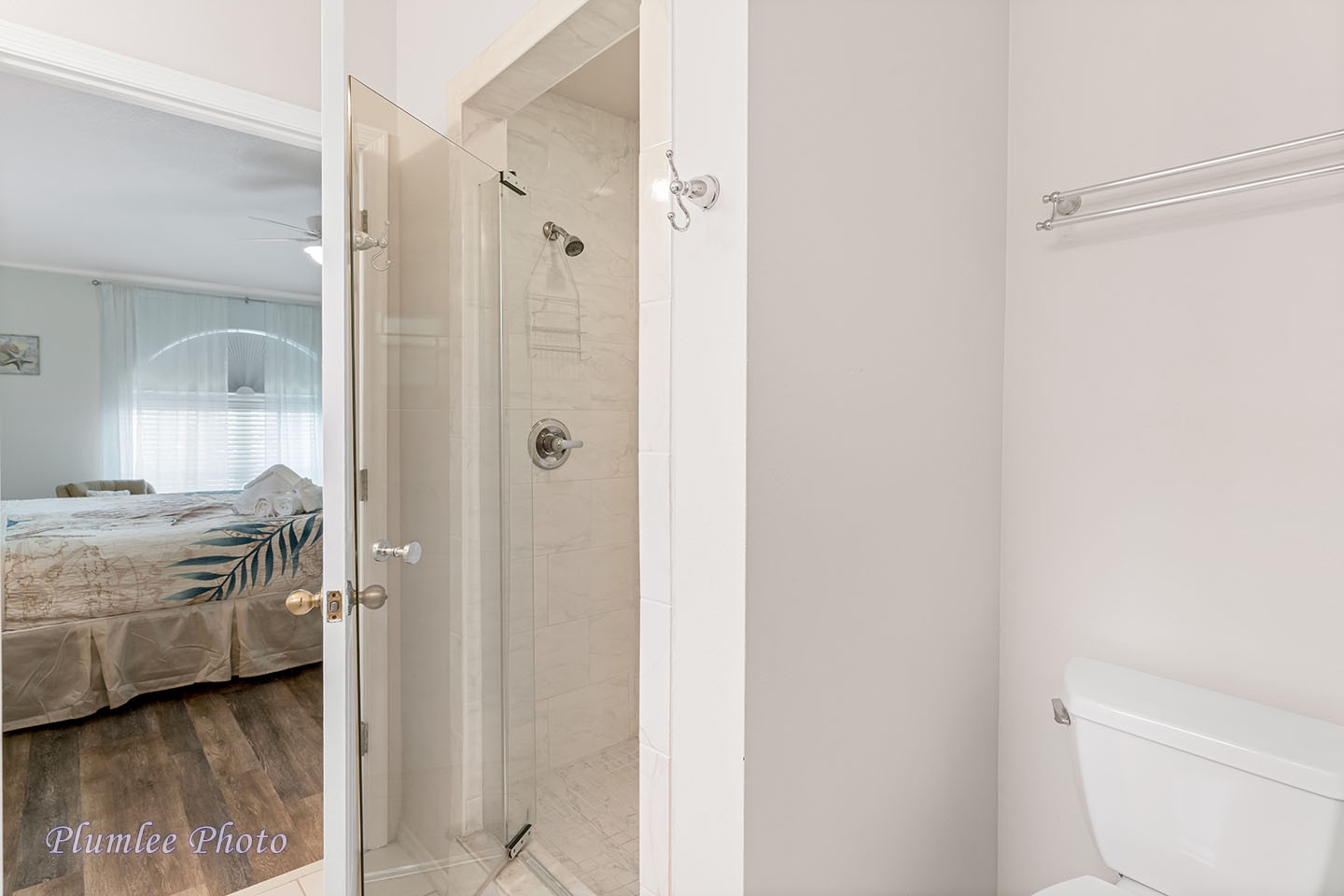 The step-in shower in the Master Bath.