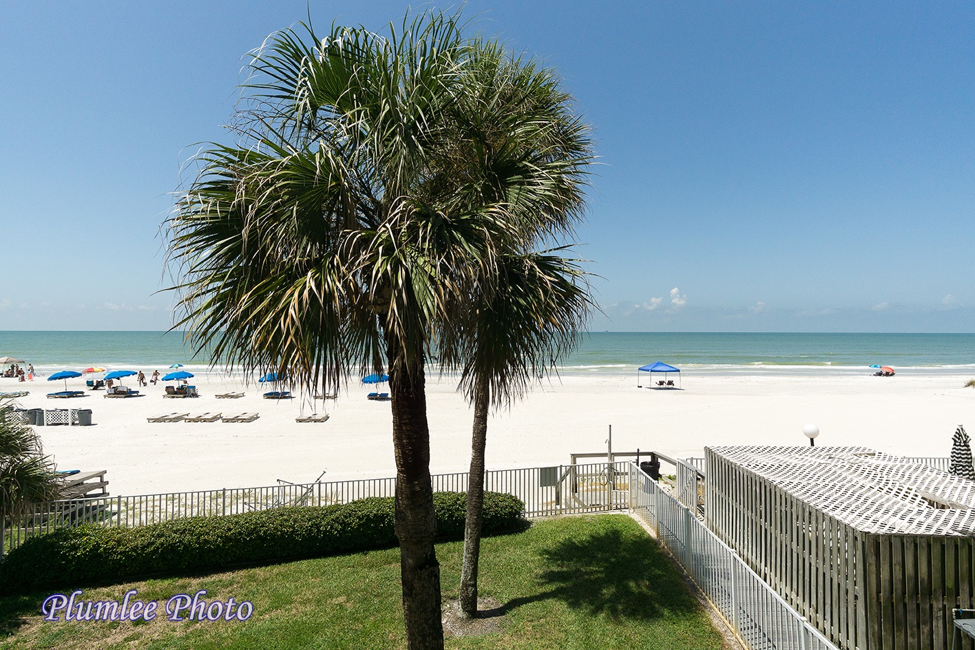 Direct view from balcony of sugary sand beach