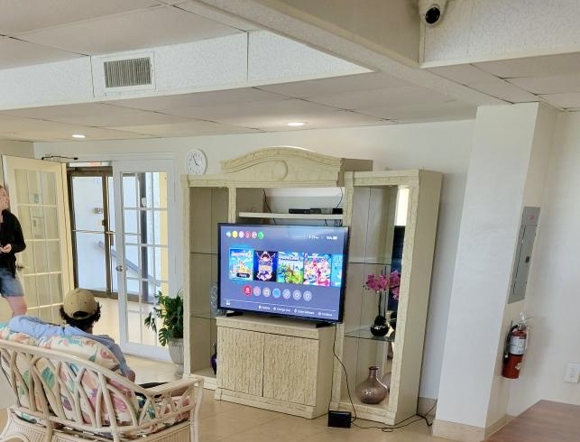 Community room on ground floor has TV