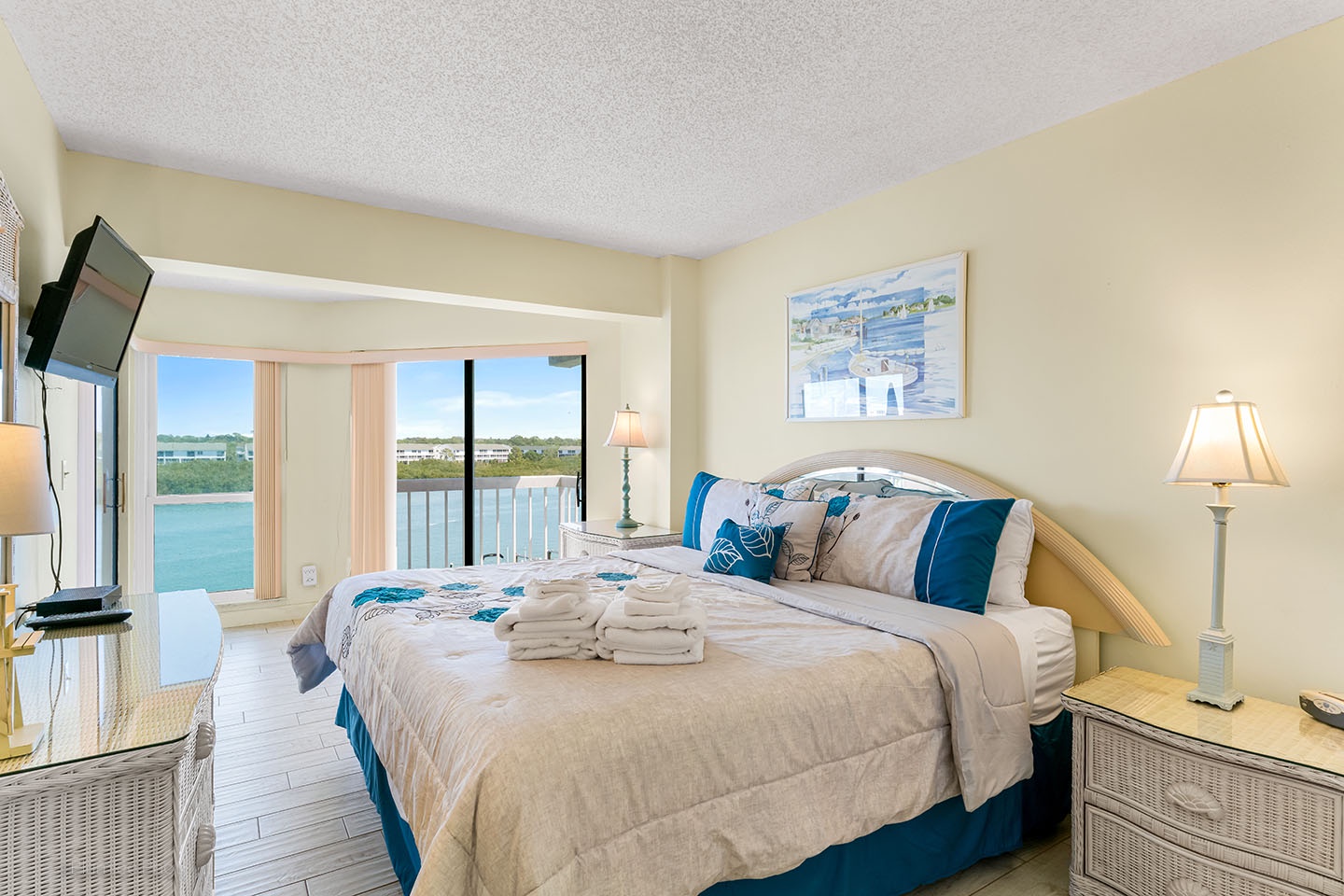 Master bedroom has water views