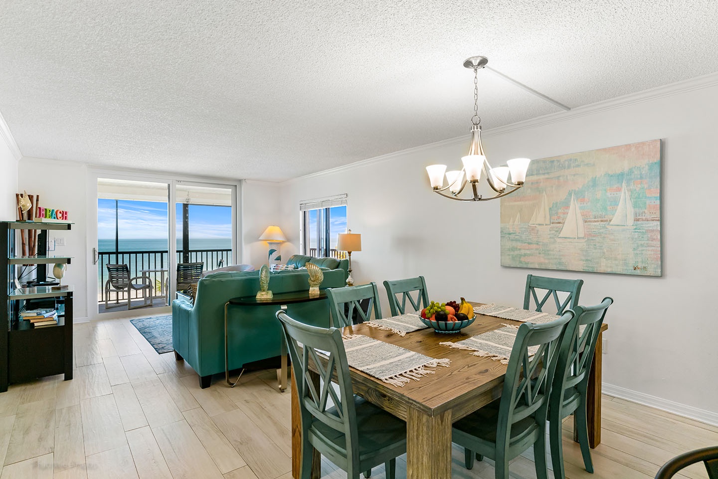 Open floor plan living and dining area