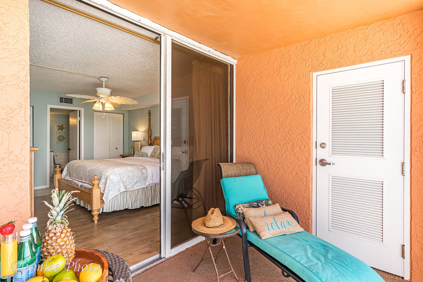 Master bedroom extends  onto the covered balcony