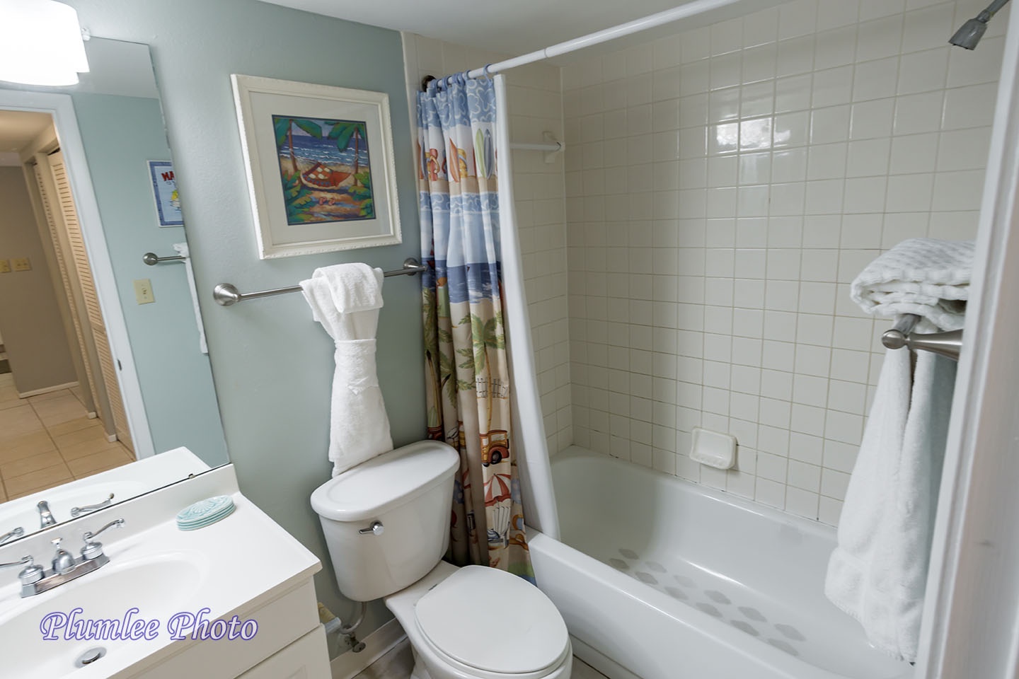 The Hallway Bathroom has a tub/shower, perfect for getting the little ones cleaned up.