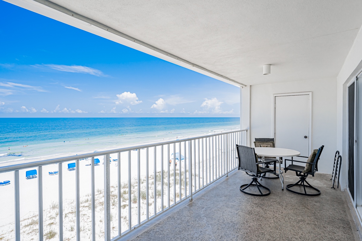 Step out onto your private balcony and soak in the stunning Gulf views. The sandy white beach stretches before you, while your outdoor dining set awaits lazy mornings with coffee or sunset dinners by the sea.