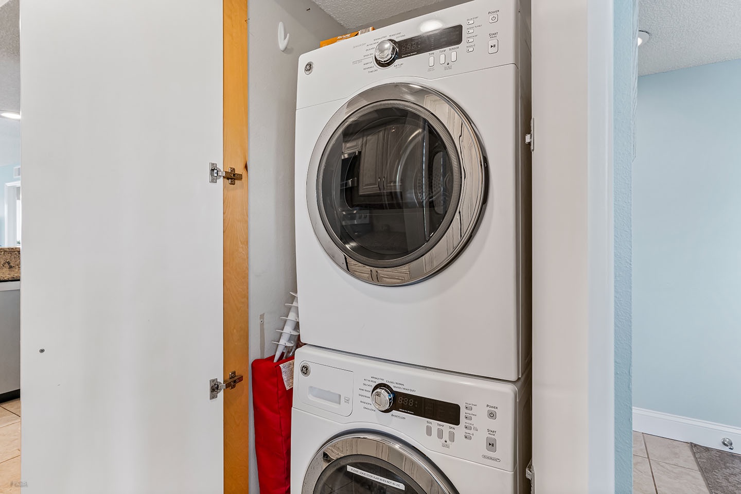 Washer and dryer right in condo.