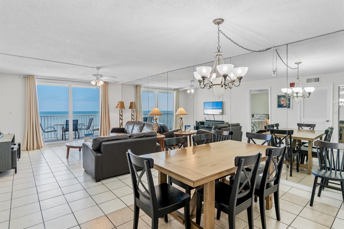 Relax in your spacious oceanfront living room where stunning sea views stretch endlessly beyond your private balcony.