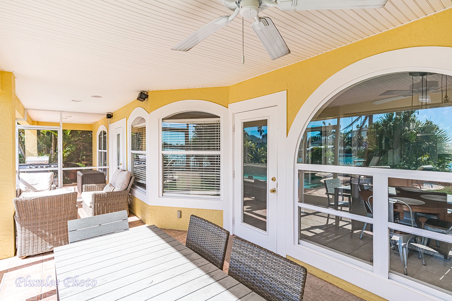 The lanai is on the other side of the second living room.