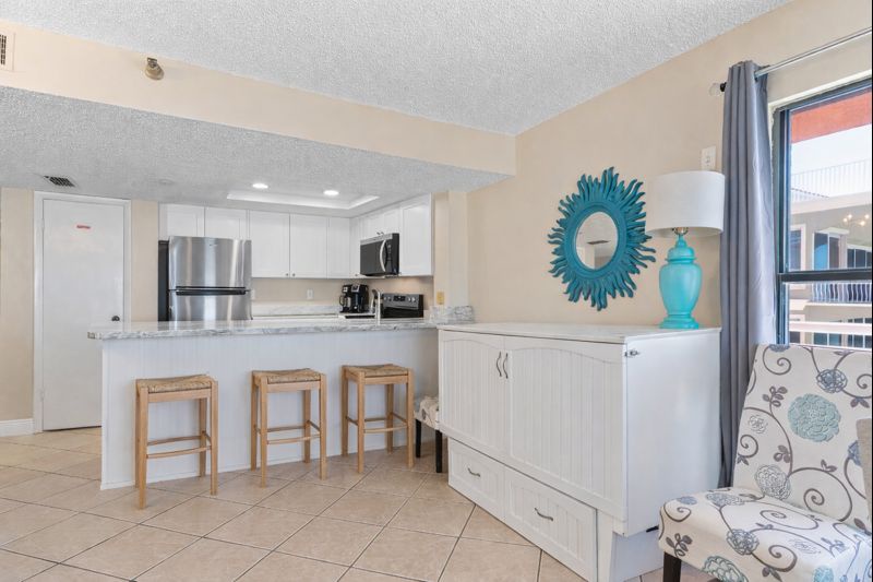 Queen Murphy bed chest in living room