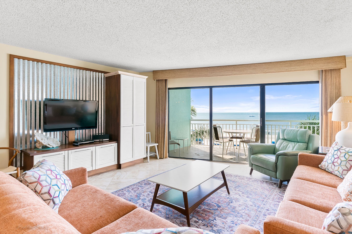 Living room with large flat screen TV