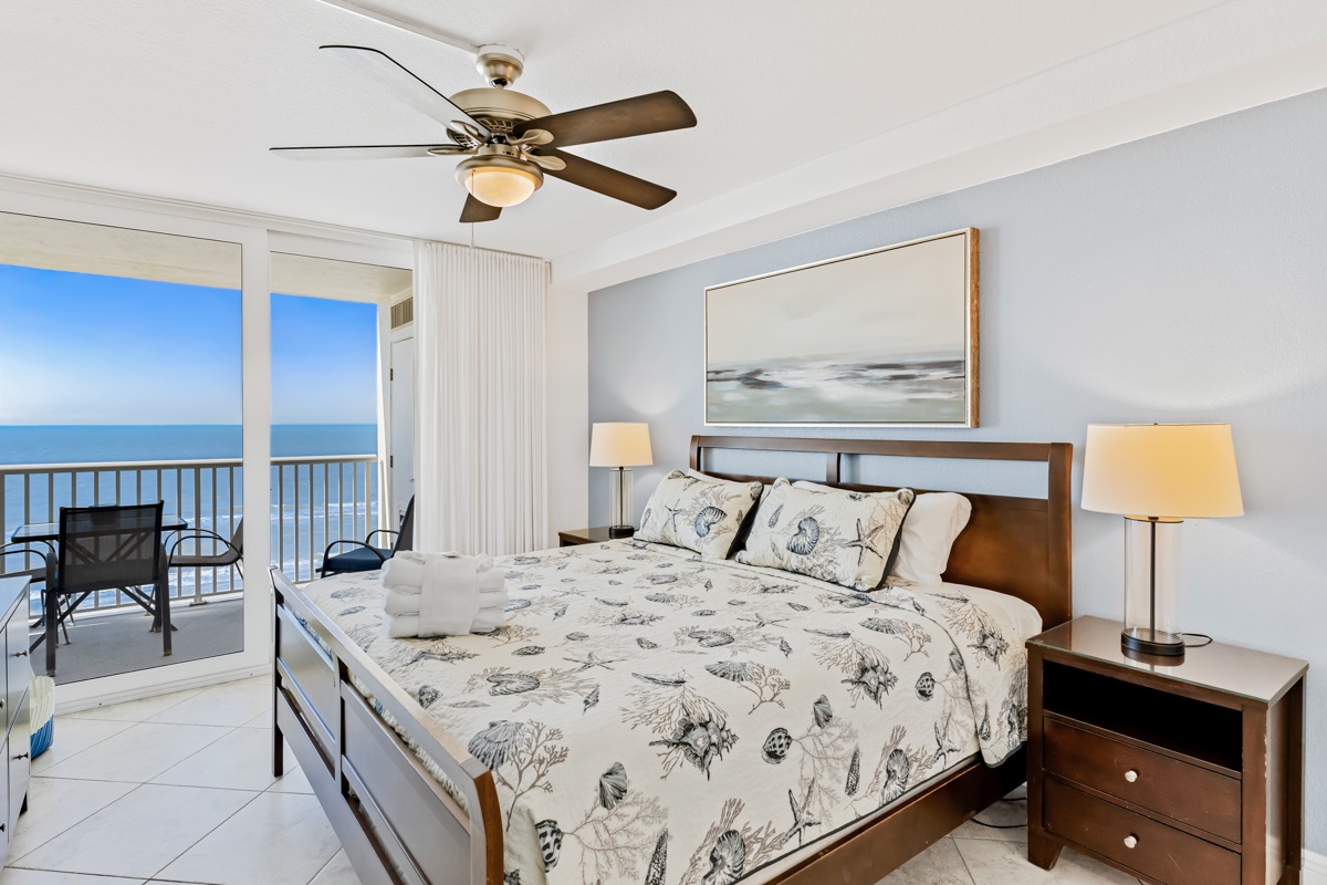 Wake up to breathtaking ocean views from your comfortable bed, then step onto your private balcony for morning coffee.