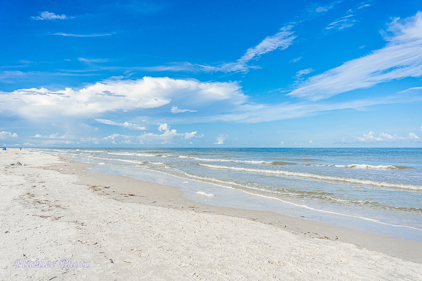 The sugary white sands of the Gulf beach