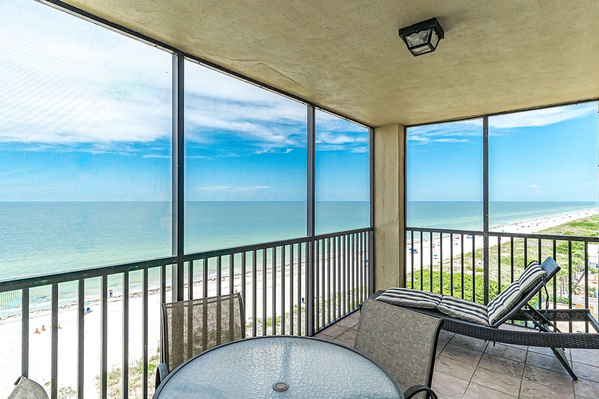 Wake up to breathtaking ocean views from your private screened balcony, where morning coffee tastes better with endless blue horizons.
