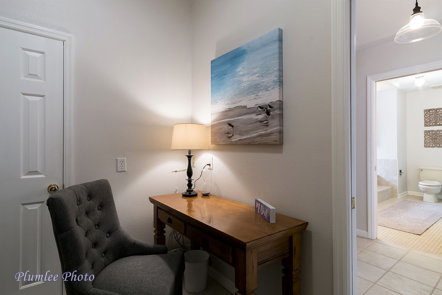 Here's a desk for writing postcards and letters.  The family bath is across the hall.