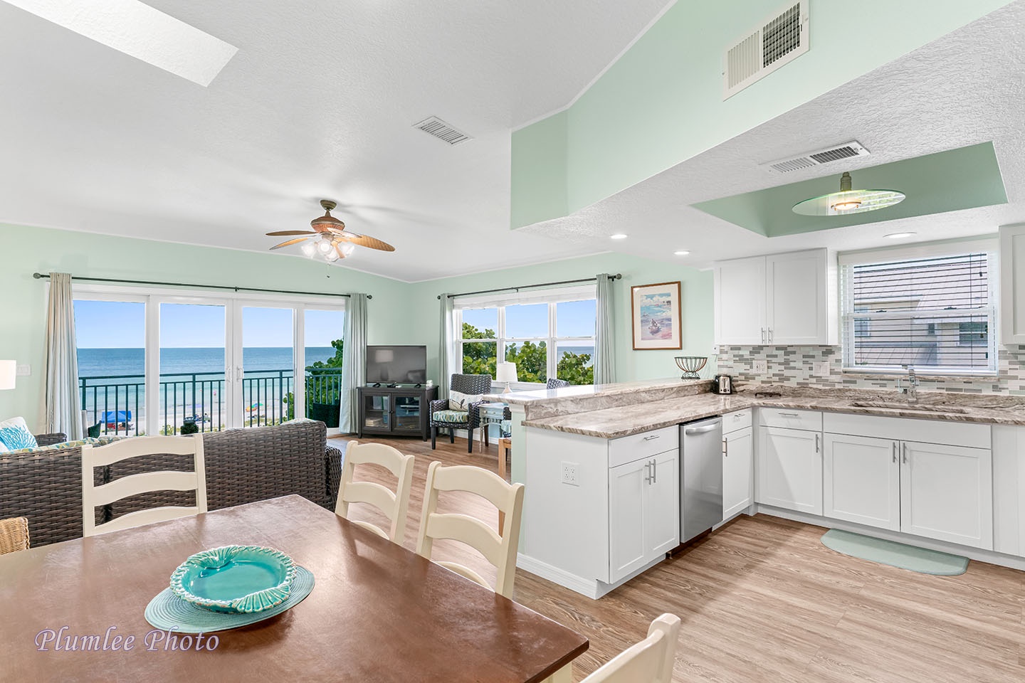 The dining area is open to the kitchen.