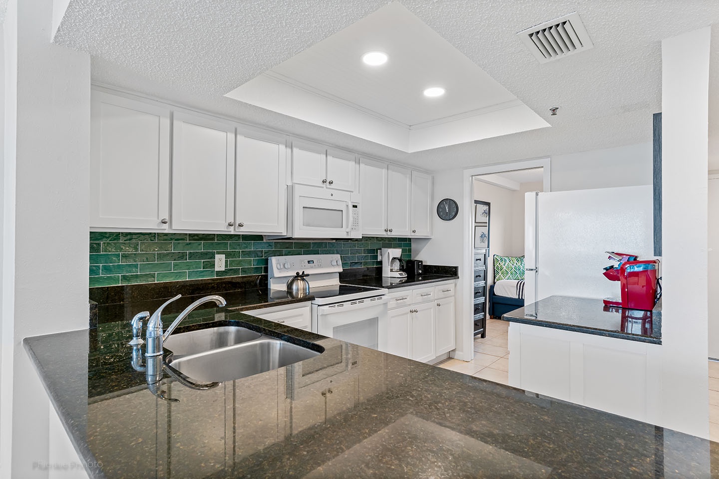 Updated kitchen with solid counters