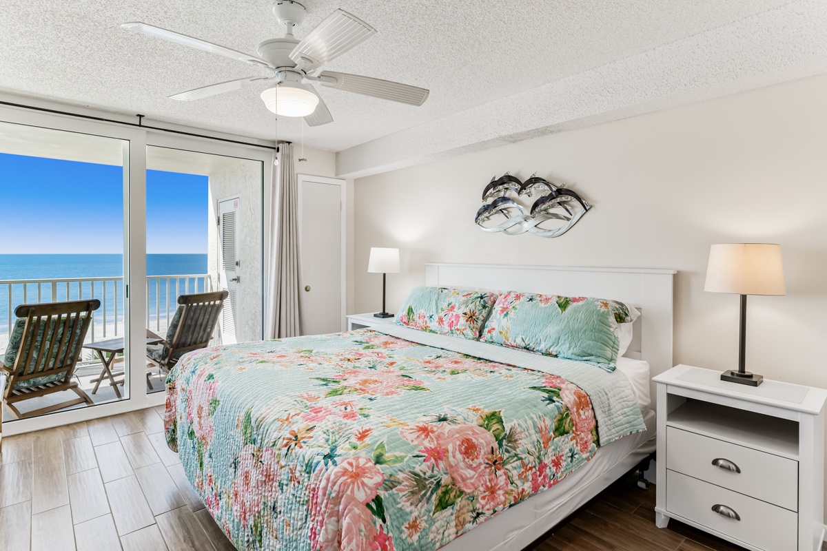 Drift off to sleep with panoramic ocean views just beyond your balcony, where gentle breezes and the sound of waves create your perfect beachfront retreat.