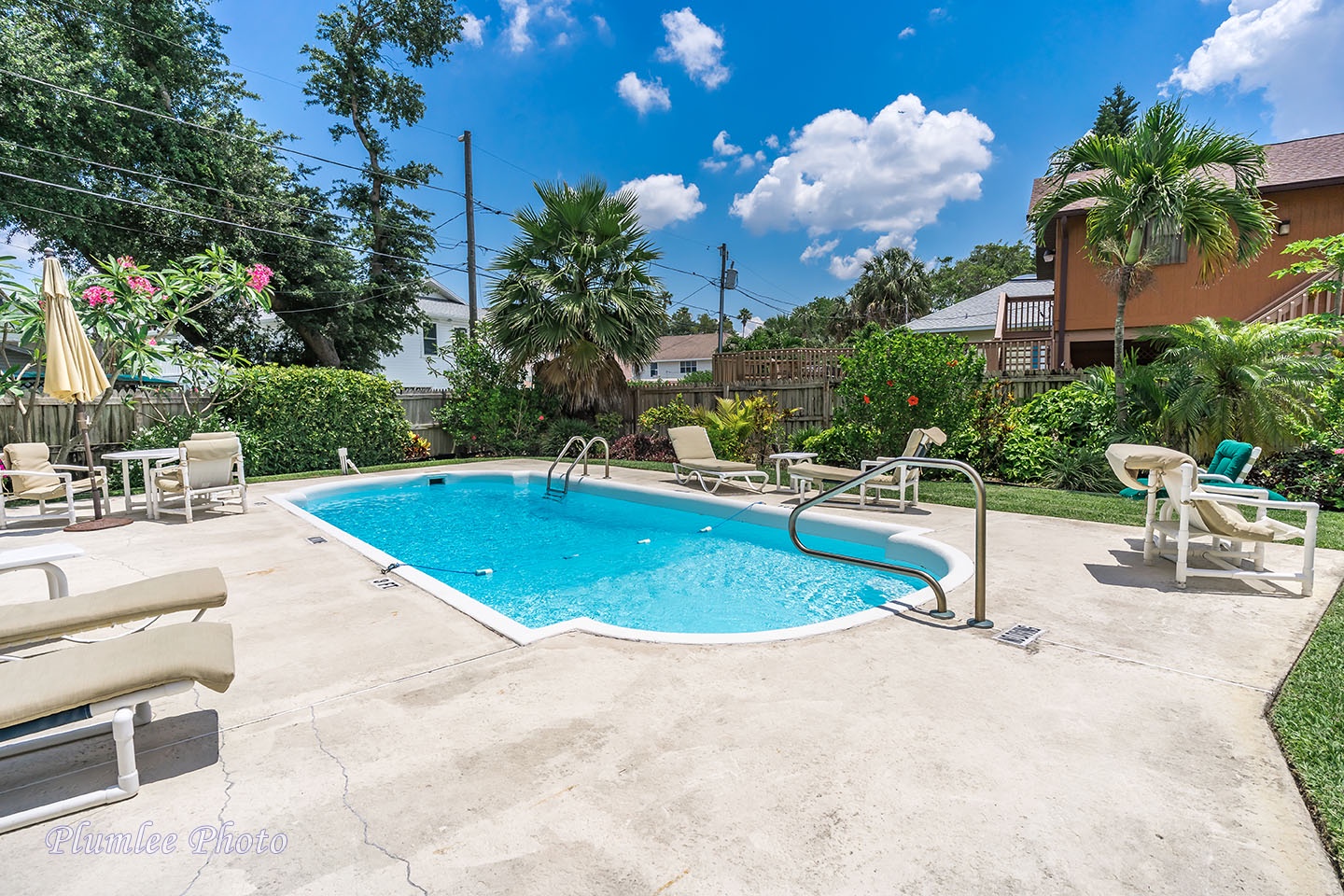 Heated community pool at Shalimar condos.
