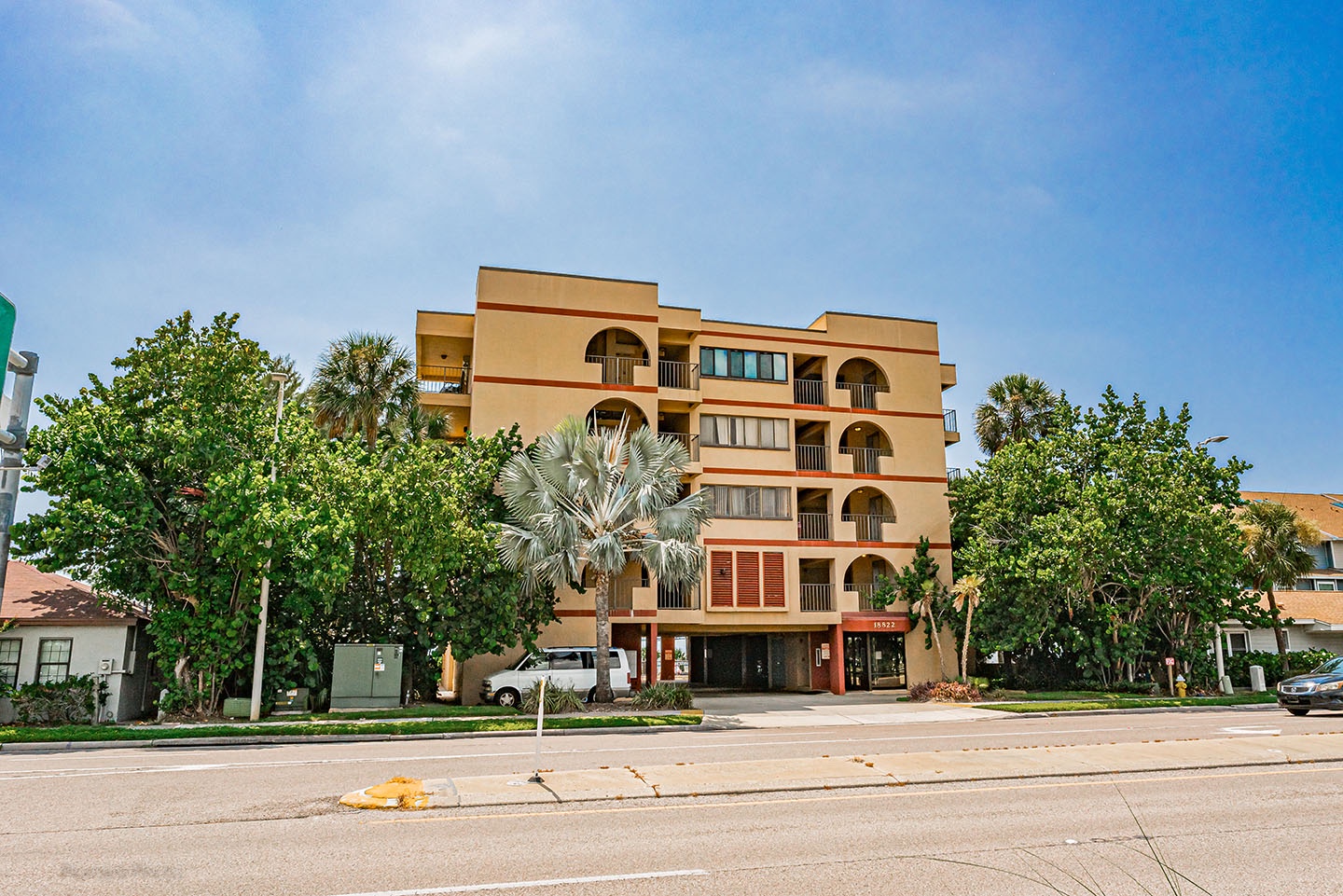 The street side of the Sunshine on Indian Shores building.