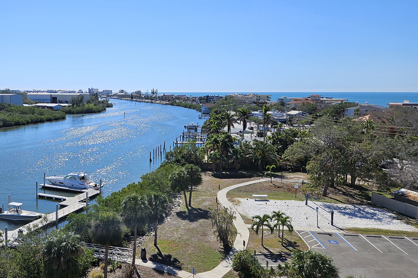 Keegan Clair Park docks and volleyball court