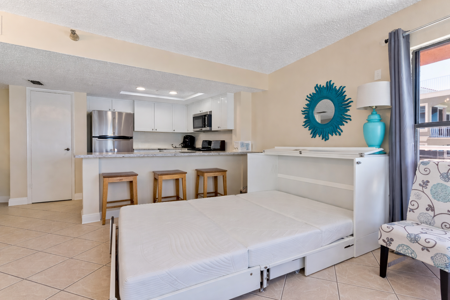 No need to move furniture to open murphy bed