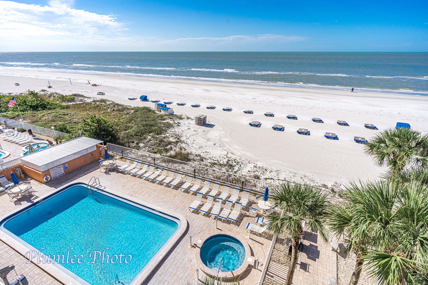 View of the pool area from the balcony