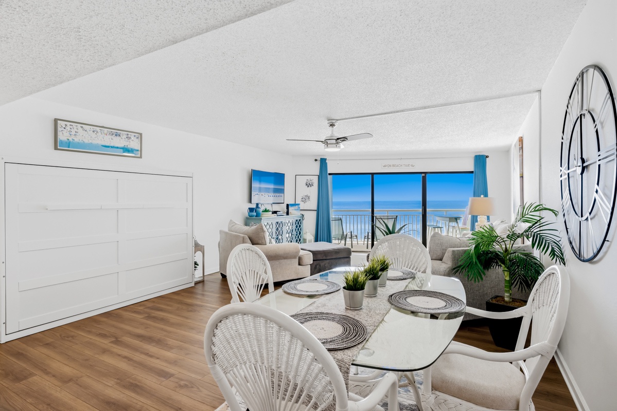 Relax in your bright, airy living space that has a Queen murphy bed, easy to open