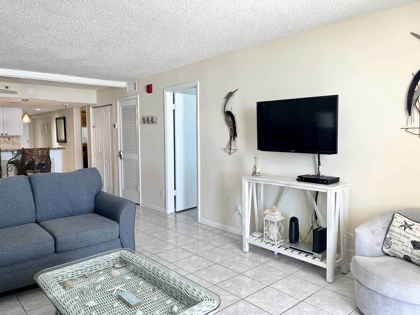 Mounted TV with cable