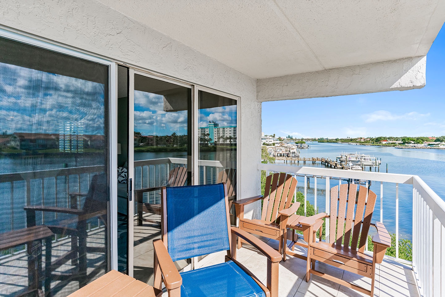 The private Balcony practically hangs over water.