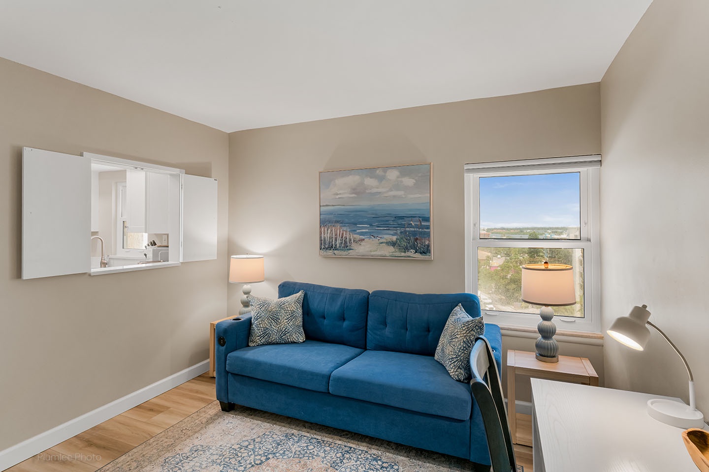 Sleeper sofa in front den
